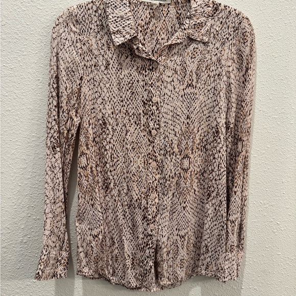 BCBGeneration Pink and Brown Snake Print Blouse - Picture 1 of 4